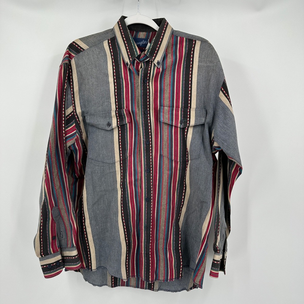 Wrangler Mens Brushpopper Western Shirt‎ Size 16/34 Southwest Cowboy Rodeo